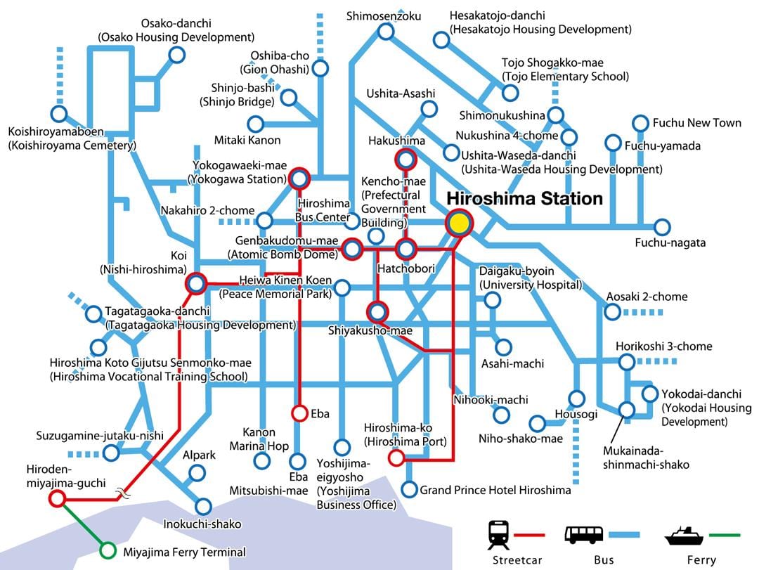 Bản đồ của hiroshima vận chuyển