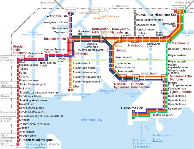 Bản đồ của hiroshima xe điện